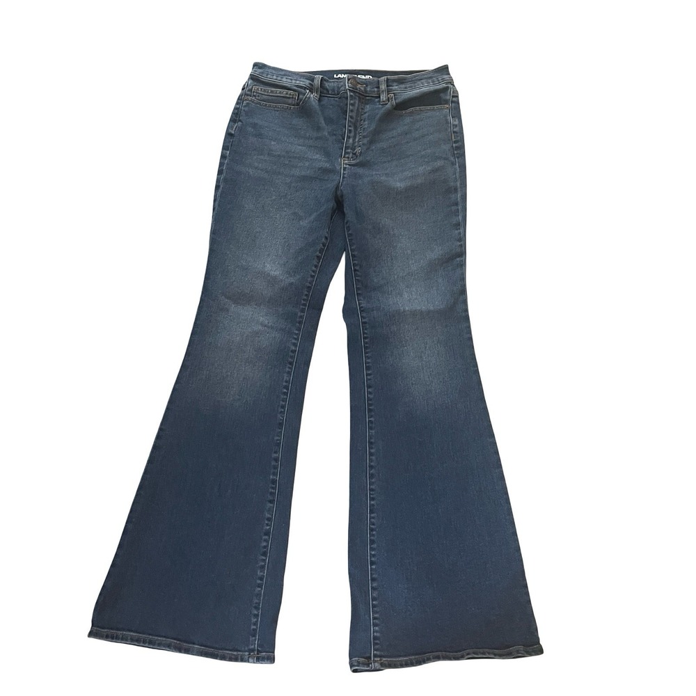 Lands' End Women's Size US 8 Medium Wash Bootcut Flare Jeans Cotton Blend